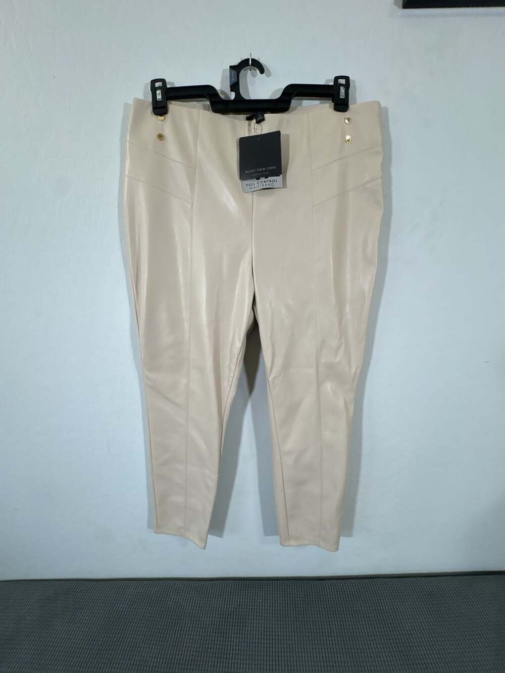 Marc New York Andrew Marc Full Control Waistband Faux Leather Pants Latte XL